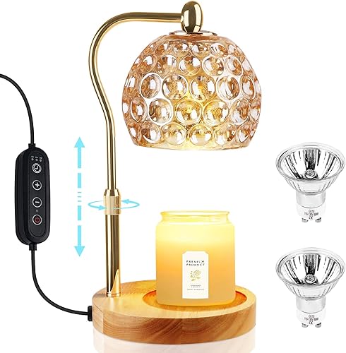 Lámpara calentadora de velas, calentador de velas con temporizador y regulador, calentador de lámpara de vela de altura ajustable para velas