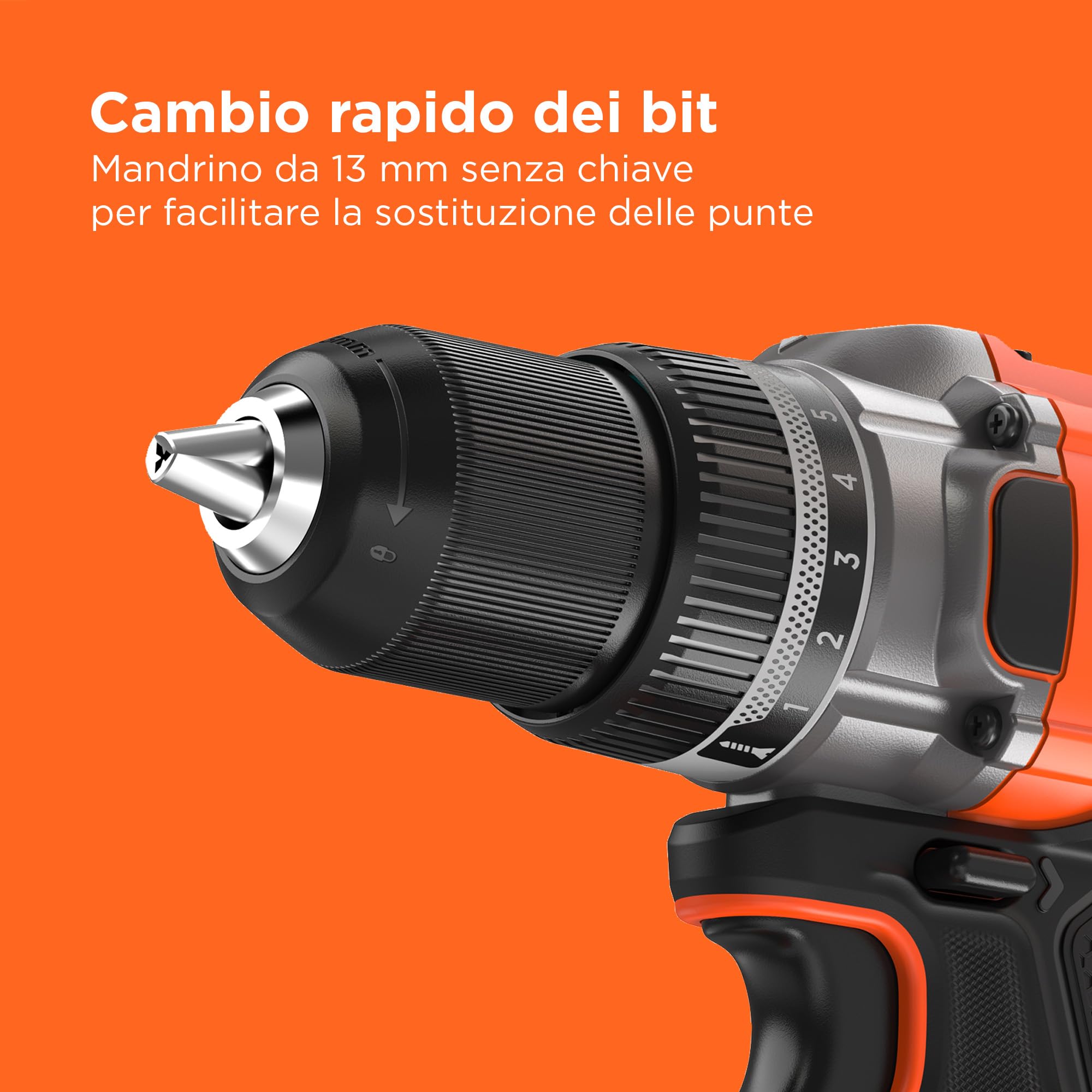 BLACK+DECKER Trapano avvitatore a batteria da 18 V, coppia massima di 45 Nm, 2 batterie da 2,0 Ah, caricatore da 1 A e kitbox, BCD382D2XK-QW
