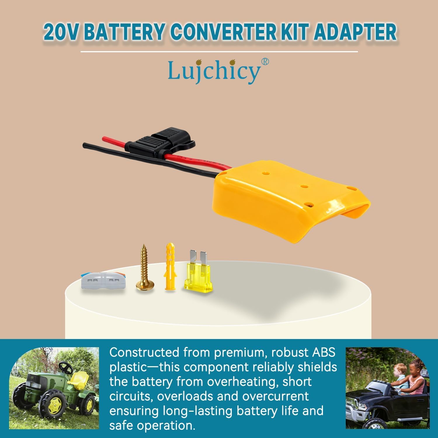 Adapter for Dew&alt 20V Battery Converter Kit with,Tool Drill Battery Converter Adapter for Kids Car, RC Toy, DIY, Etc