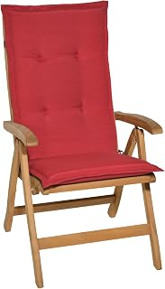 Beautissu Cojín sillas Jardin Loft HL - Cojín para sillas de terraza o Cojines Exterior con Respaldo Alto - 120x50x6 cm - Placas compactas de gomaespuma - Rojo