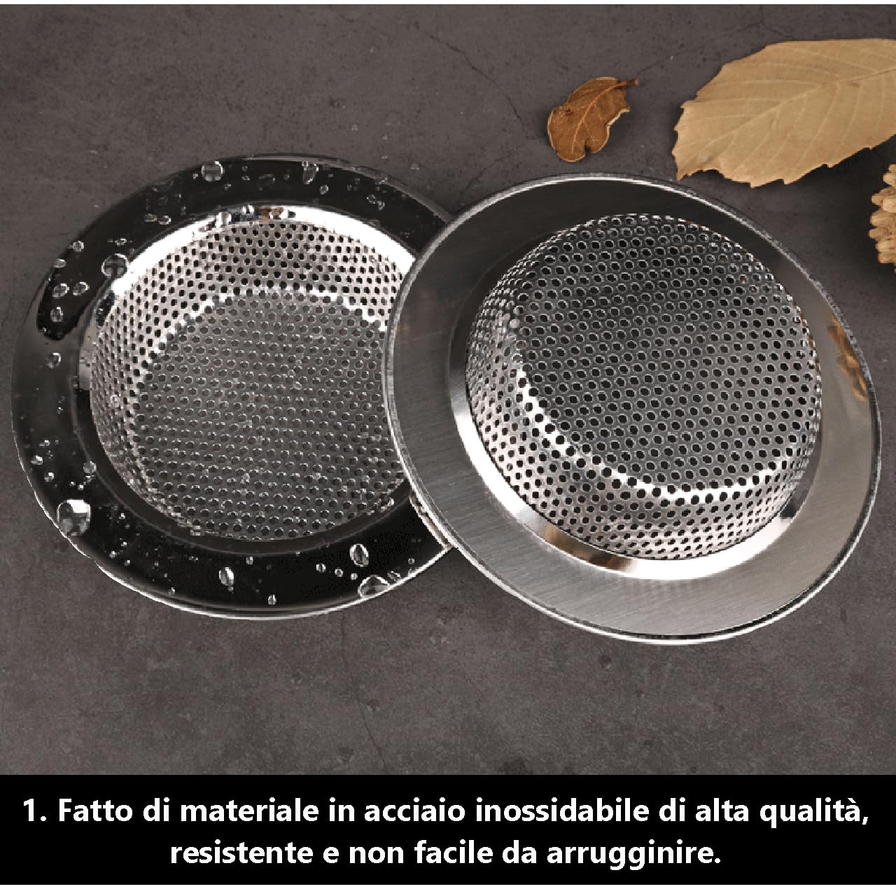 Filtro Lavello Acciaio Inox - 2 Pezzi | Diametro Esterno 7.5 Cm | Anti-Ostruzione E Anti-Odore | Per Cucina - Foto 3