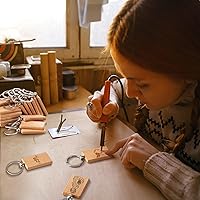 Vista 5 de Yangbaga 100 piezas de rebanadas de madera natural, llavero de madera en blanco sin terminar para grabado láser, manualidades de Navidad, círculos