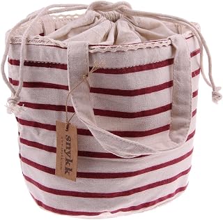 Bolsa térmica para Bebidas para conservación de Calor - Tela de Lino biológico de Rayas Color Rojo Vegana