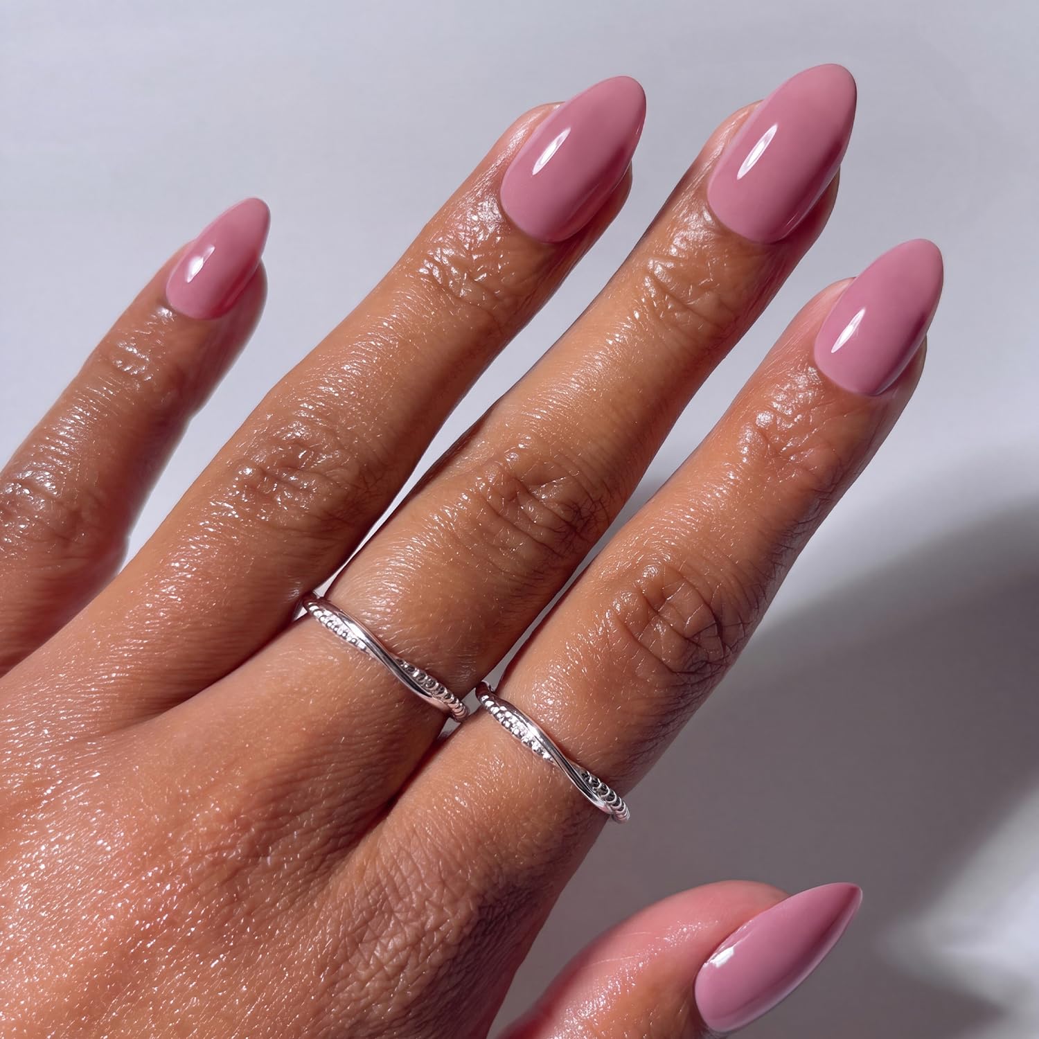 ohora Gel Press On Nails | Medium Oval, Solid, Pink, Purple | Mauve Pink