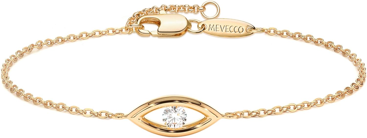 MEVECCO Bracelet for Women 14K Gold Plated Dainty Chain Simple Jewelry Cute Handmade Minimalist for Her