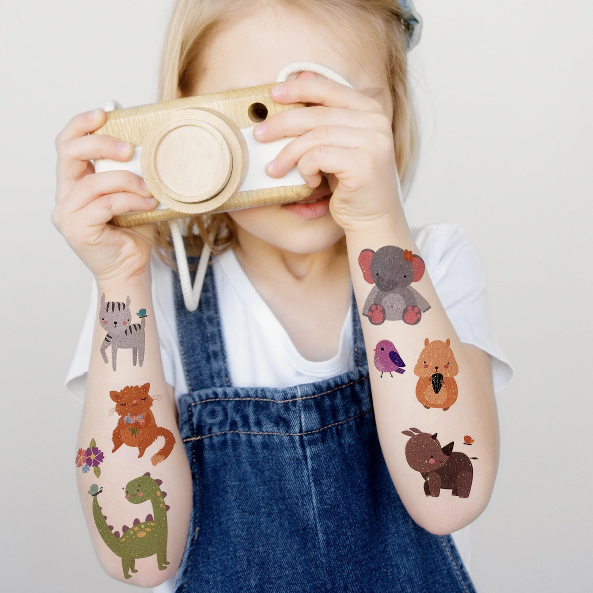 Esland Glitter Animal Temporary Tattoos for Kids, 30 Sheets Cute Wild Animals Fake Tattoo Stickers - Image 4