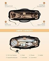 Vista 6 de LOVEVOOK Bolsa de mano para computadora portátil para mujer, bolsas de trabajo de cuero de 15.6 pulgadas con soporte grande para tazas para Negro