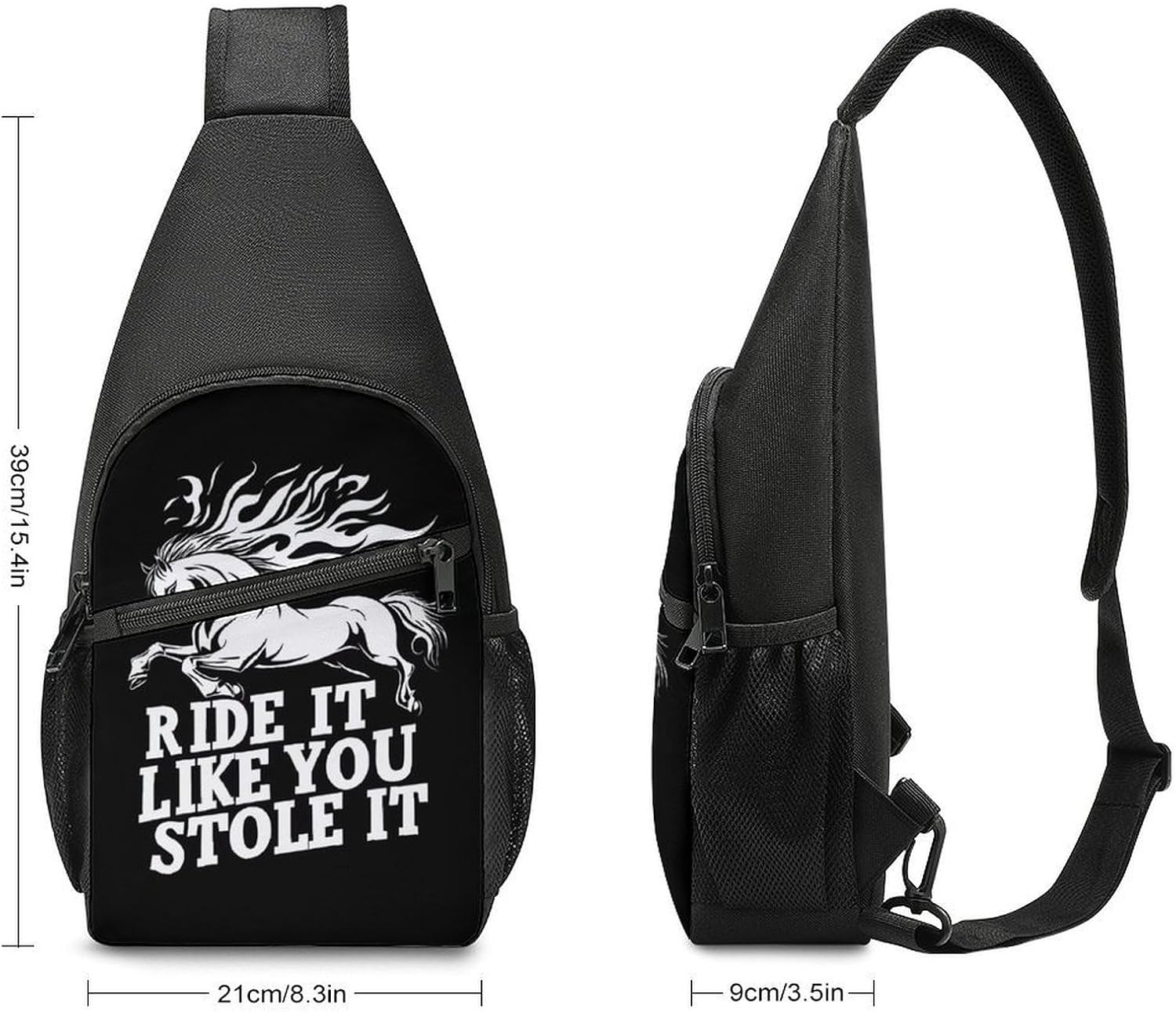 Horse Ride It Like You Stole It Crossbody Sling Backpack Chest Bag Daypack | unisex,trendy,with convertible and detachable shoulder strap,side pockets