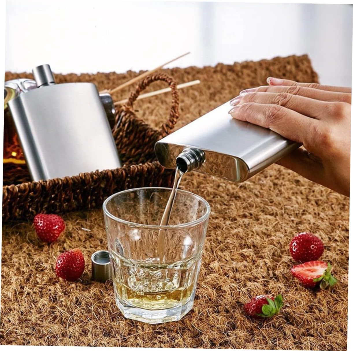 SOLUSTRE Stainless Steel Portable Wine Pot Set Outdoor Canteen Flask Leakproof Liquor Flask for Men Wine Accessory