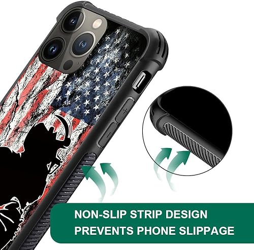 Miniatura 4 de DJSOK Funda compatible con iPhone 15, funda de bandera de fútbol americano para iPhone 15, fundas para hombres y niñas, doble capa, a prueba de