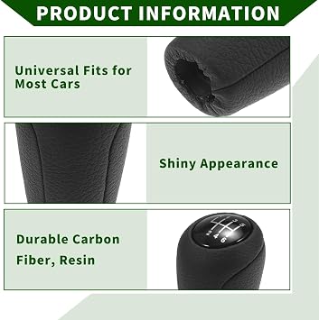 6 Speed Manual Gear Shift Knob Fit for Mazda 3 2010-2013,for Mazda 6 2009-2013,for Mazda 5 2012-2015, Faux Leather Plastic Stick Shifter Handle, Black – 1 Pc