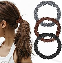 Premium Silk Hair Elastic Scrunchies, Set of 3, 100% Natural Silk, Grade 6A, Gentle Design for Hair and No Traces, Friction Reduction, Anti-Static, For Adults and Women, Stylish Hair Accessories