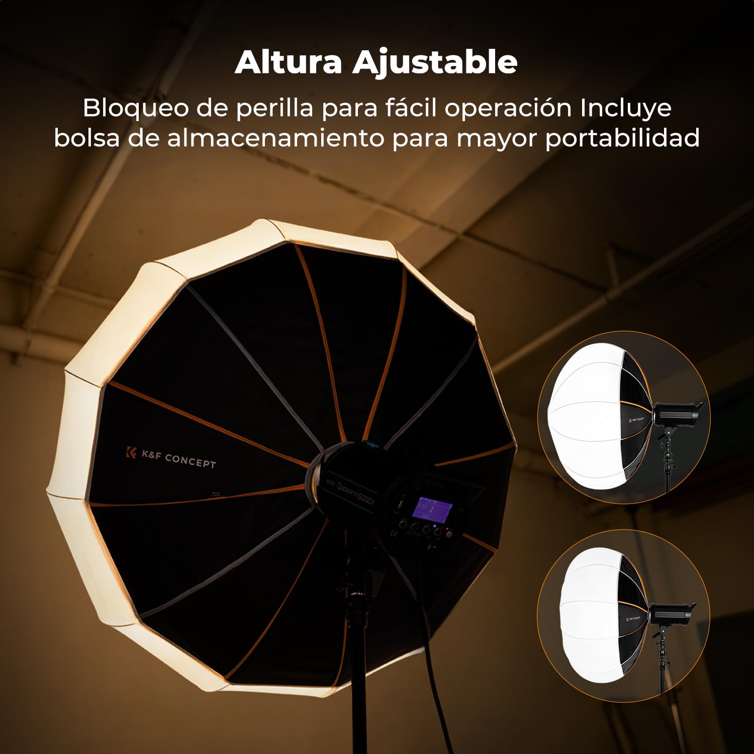 K&F CONCEPT Lantern Softbox 35.4"/90cm Prof. Ajustable Liberación Rápida | Kit Iluminación Montura Bowens, Modificador Luz Suave para Cine, Retratos, Entrevistas LL02