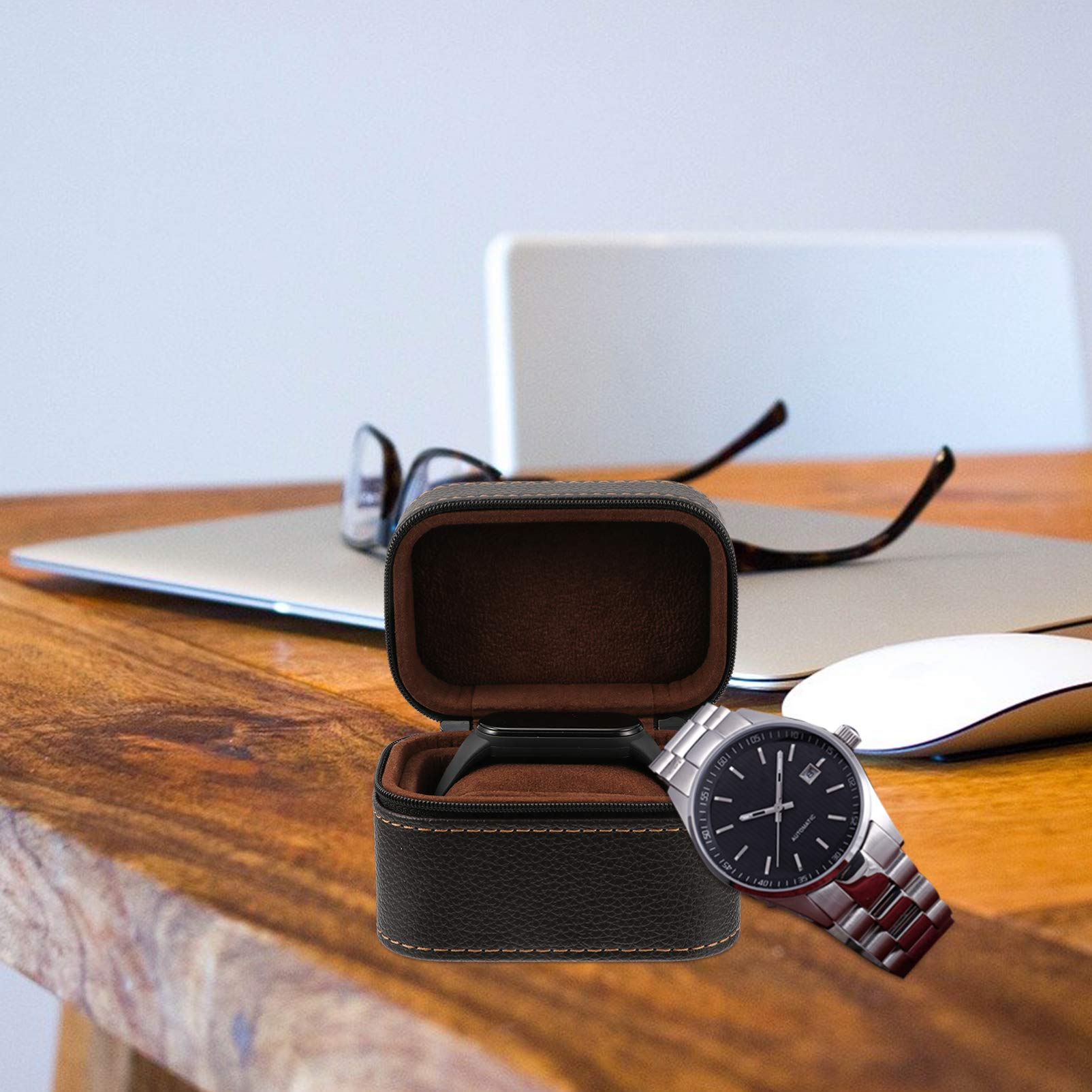Hemobllo 1pezzi Scatola Per Orologi in Pelle Portatile Organizzatore Per Collezione Di Orologi Custodia Per Da Viaggio Cerniera