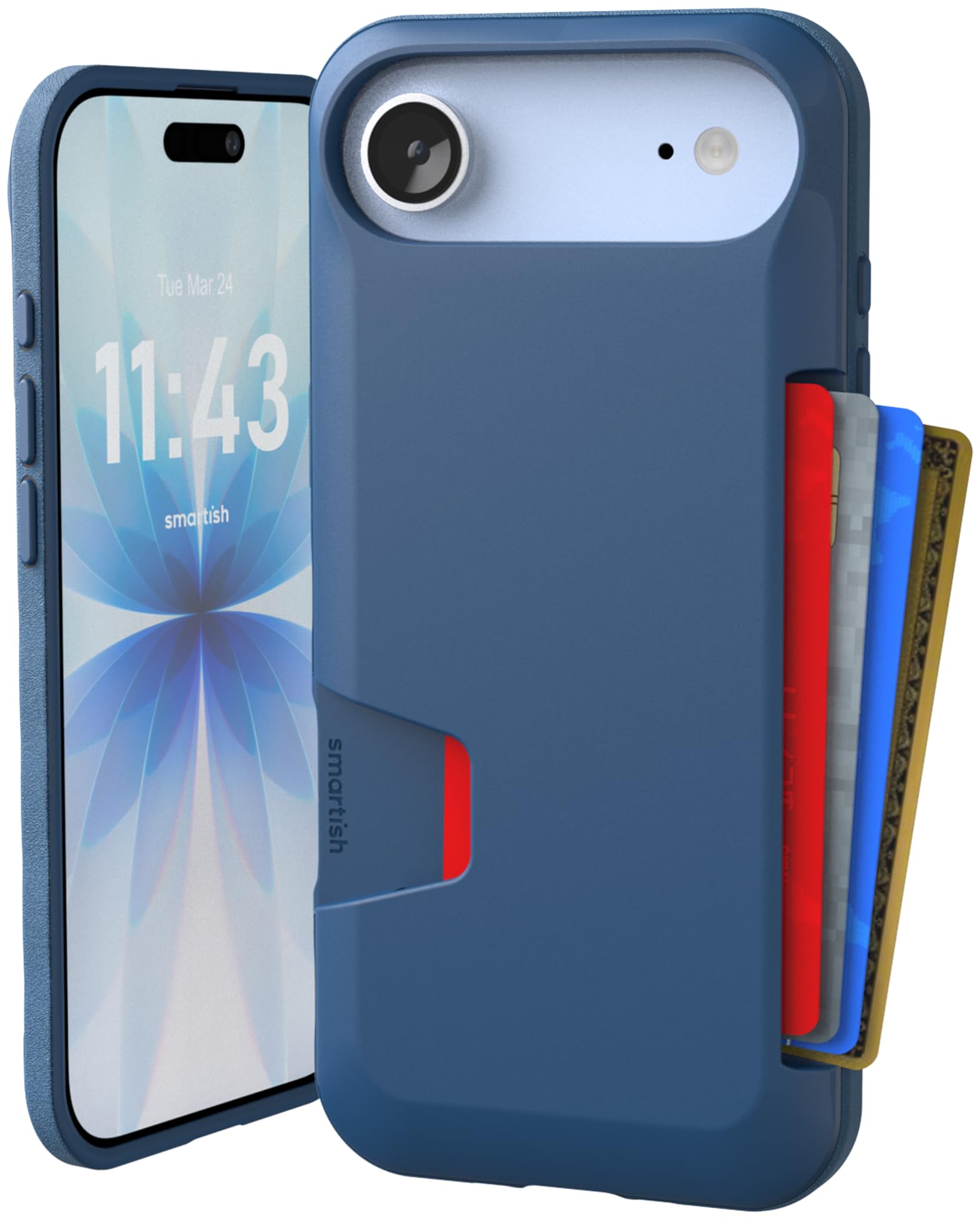 Smartish® iPhone Air Wallet Case - Wallet Slayer Vol. 1 [Slim + Protective] Credit Card Holder - Drop Tested Hidden Credit Card Slot Cover for Apple iPhone Air - Blues on The Green