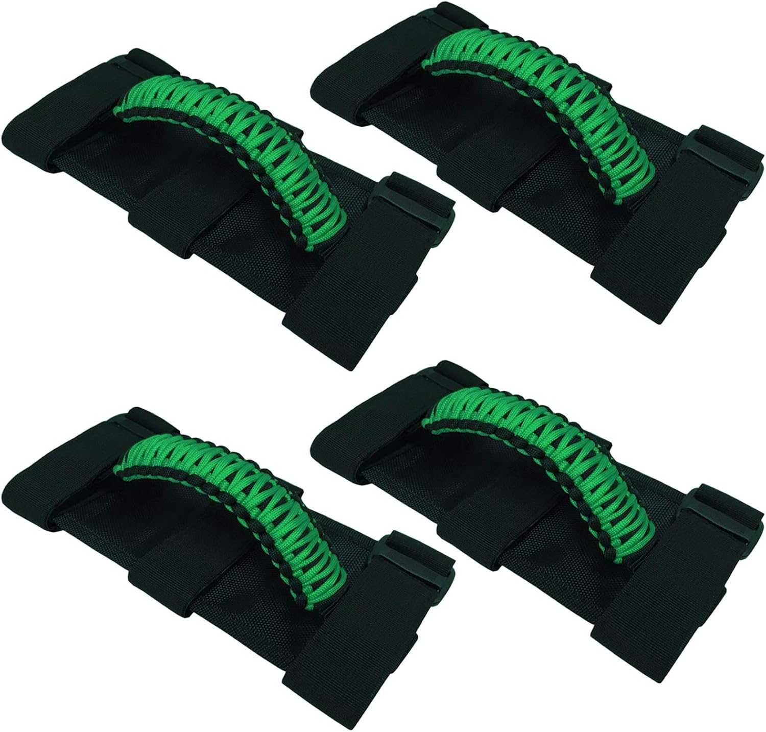 HIIXHC Roll Bar Grab Handles for Jeep Wrangler, Premium Rope Grips Handles for Jeep Wrangler YJ TJ JK JL, Gladiator JT 1987-2020, Interior Accessories, 2-4PCS (Green, 4PCS)