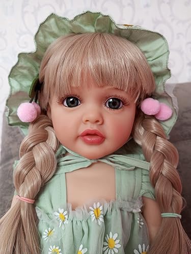 Miniatura 24 de Muñecas de bebé Reborn realistas coleccionables de cuerpo completo de vinilo de silicona de 22 pulgadas, 21.7 in, muñeca realista de niña recién