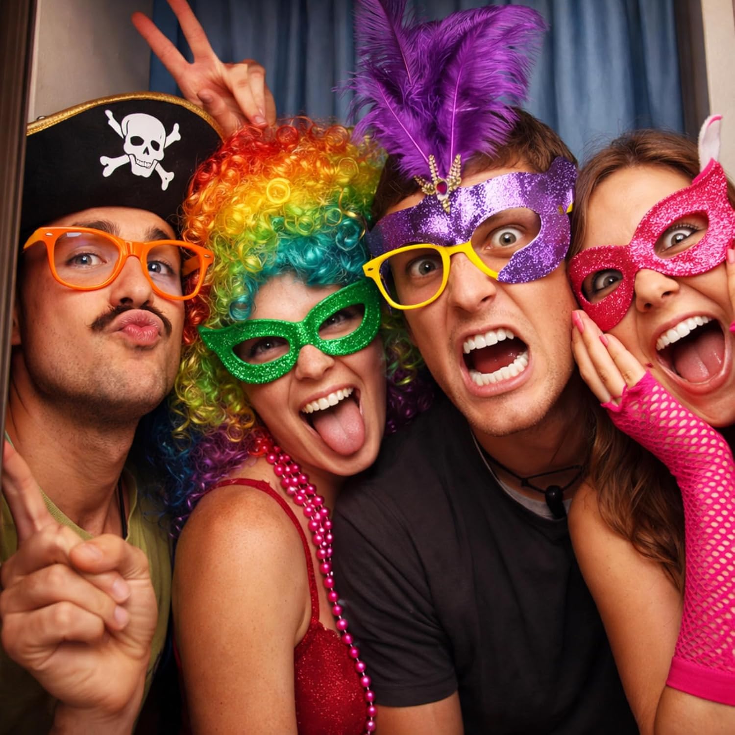 Landhoow 33 Pcs Funny Photo Booth Party Assorted Photo Booth Kit Props Costume Accessories Set, Captain Hat Funny Glasses for Wedding Props Birthday Parties Family Photos Booths Carnival Party