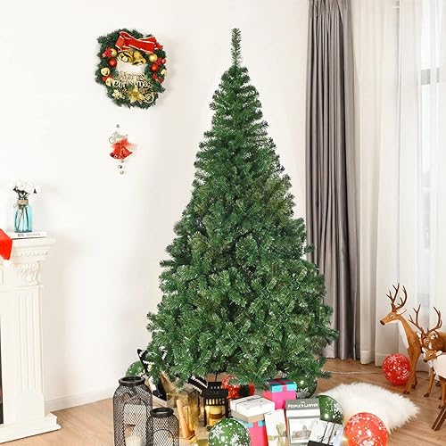 Amazingforless - Árbol de Navidad artificial de alta calidad con soporte, decoraciones navideñas (5, 6, 7, 8 pies)