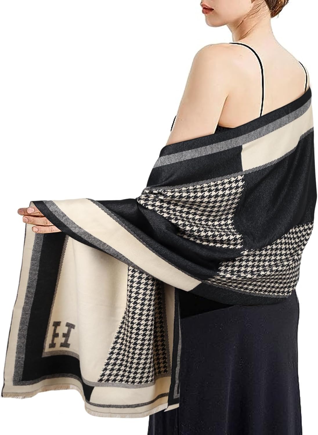 Scarfs for Women Pashmina Silky Shawl Wrap for Evening Dressing Blanket Open Front Poncho Cape - Image 5