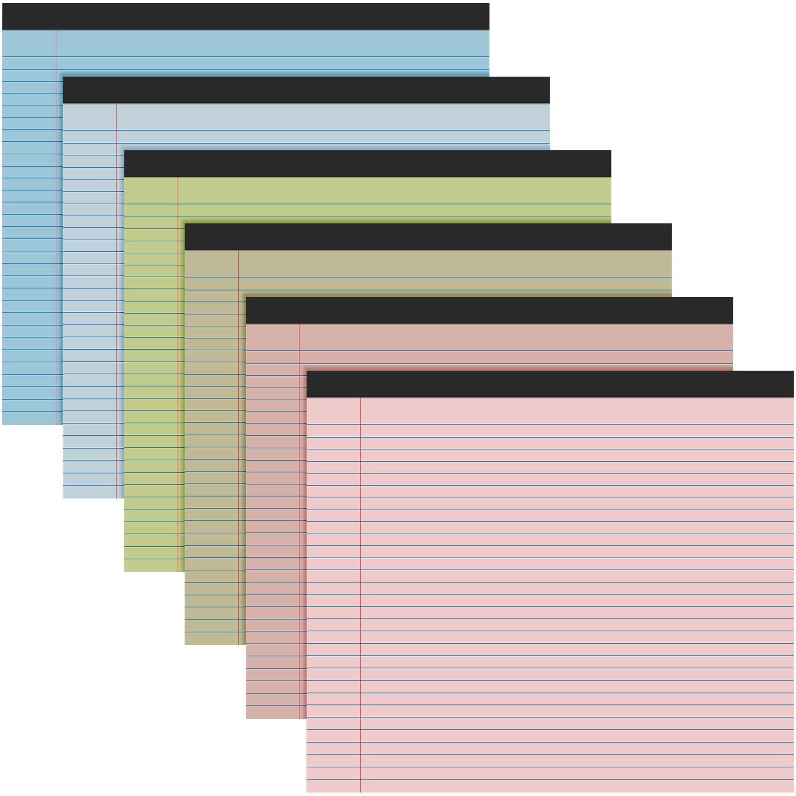 Lincia 11" x 9.5" Legal Pads College Ruled Notepad Landscape Notebook Horizontal Lined Notebook 80 Gsm Assorted Colors Paper Pastel Writing Pads for School Office, 40 Sheet (Pastel Colors,6 Pcs)