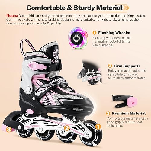 Miniatura 6 de Gonex Patines en línea para niñas y niños, patines ajustables para exteriores, patines en línea para niños, adolescentes y mujeres con ruedas