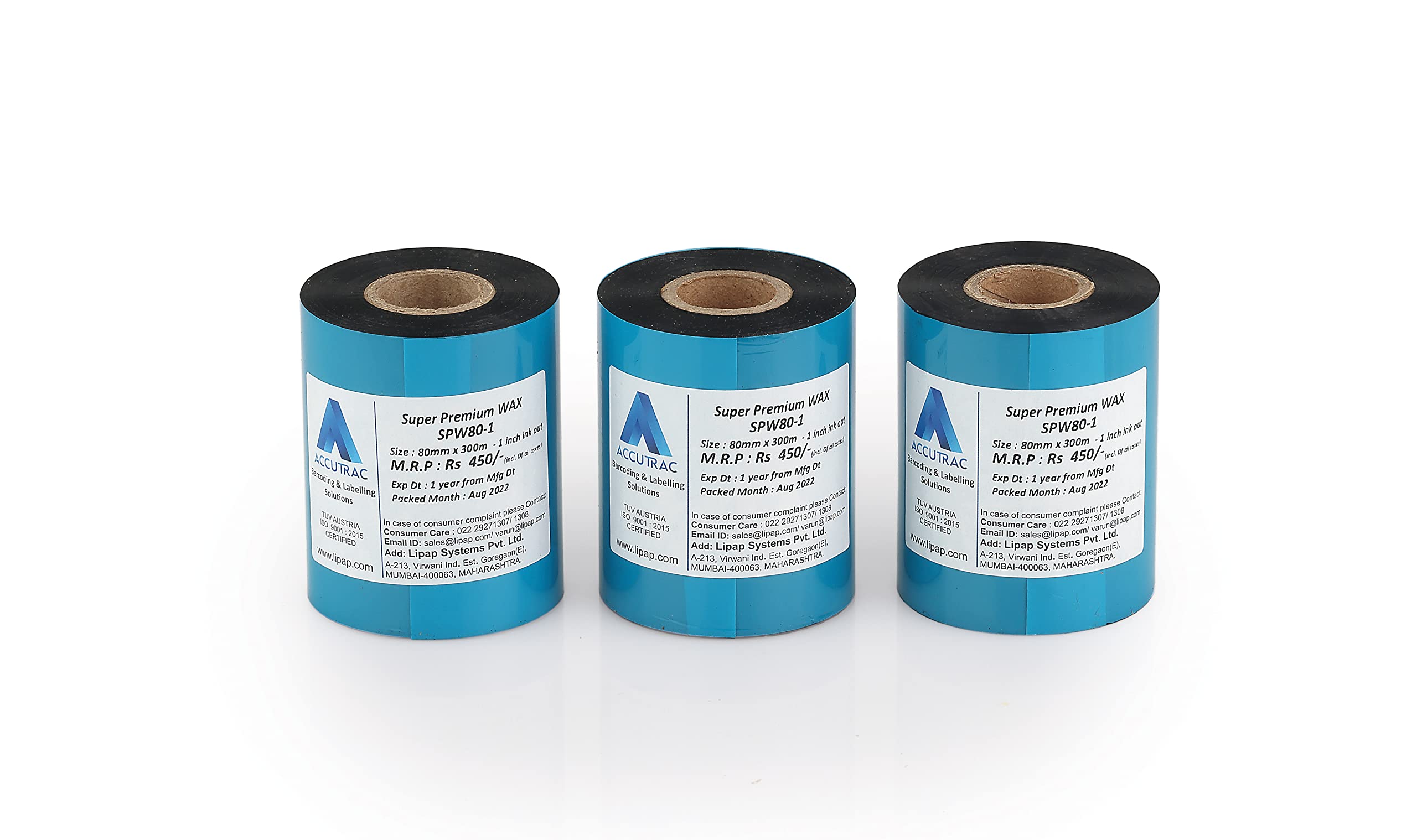 ACCUTRAC 80mm x 300 Meters Premium Wax Thermal Transfer Ribbon - Pack of 3 (B0BM9N2Q3N) Amazon Price History, Amazon Price Tracker