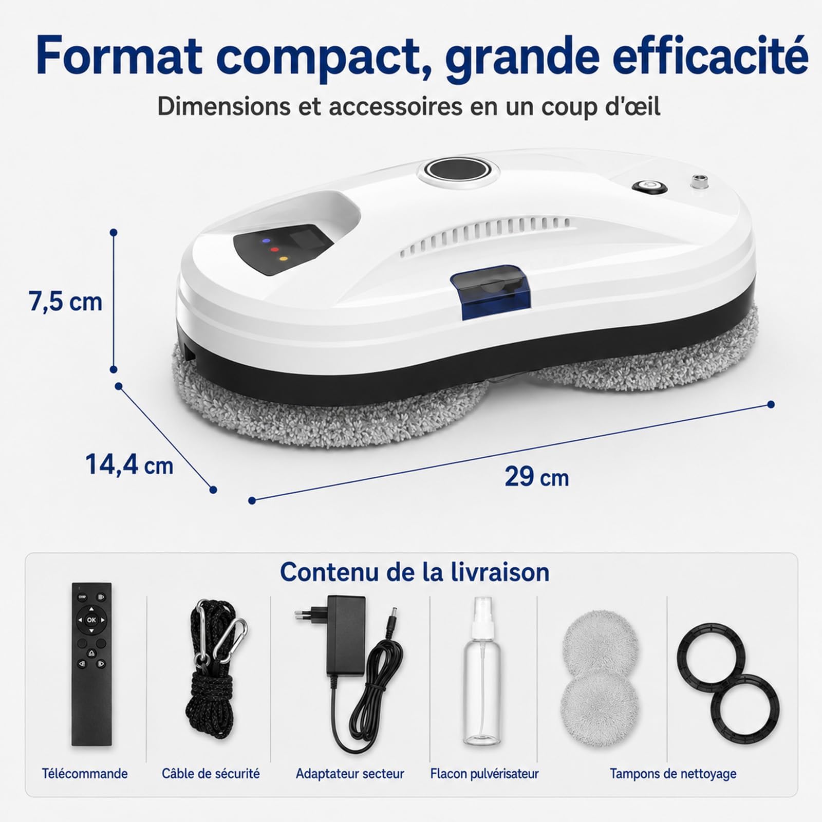 Lavavetri,Controllo Ia Con 3 Modalità Automatiche,Pulizia Umida E Secca Con Spruzzatore A Ultrasuoni,Navigazione Intelligente,Rilevamento Intelligente Dei Bordi