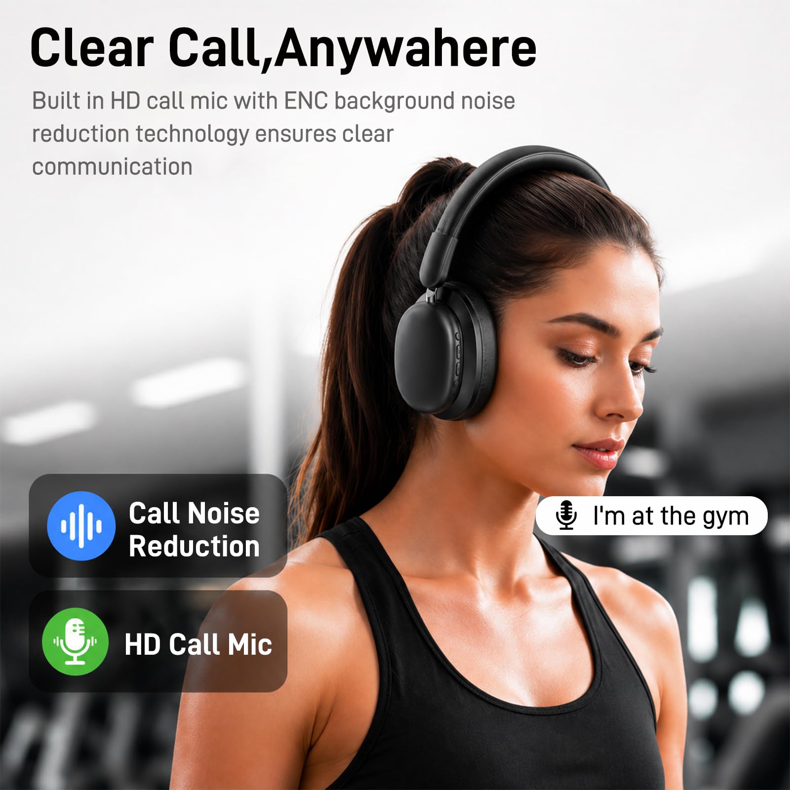 TIMU Cuffie Bluetooth Over Ear, Cuffie Wireless Bluetooth 5.4, 100 Ore di Autonomia, Audio Alta Risoluzione, 3 Modalità EQ, Pieghevoli con Microfono per Viaggi/Ufficio/PC