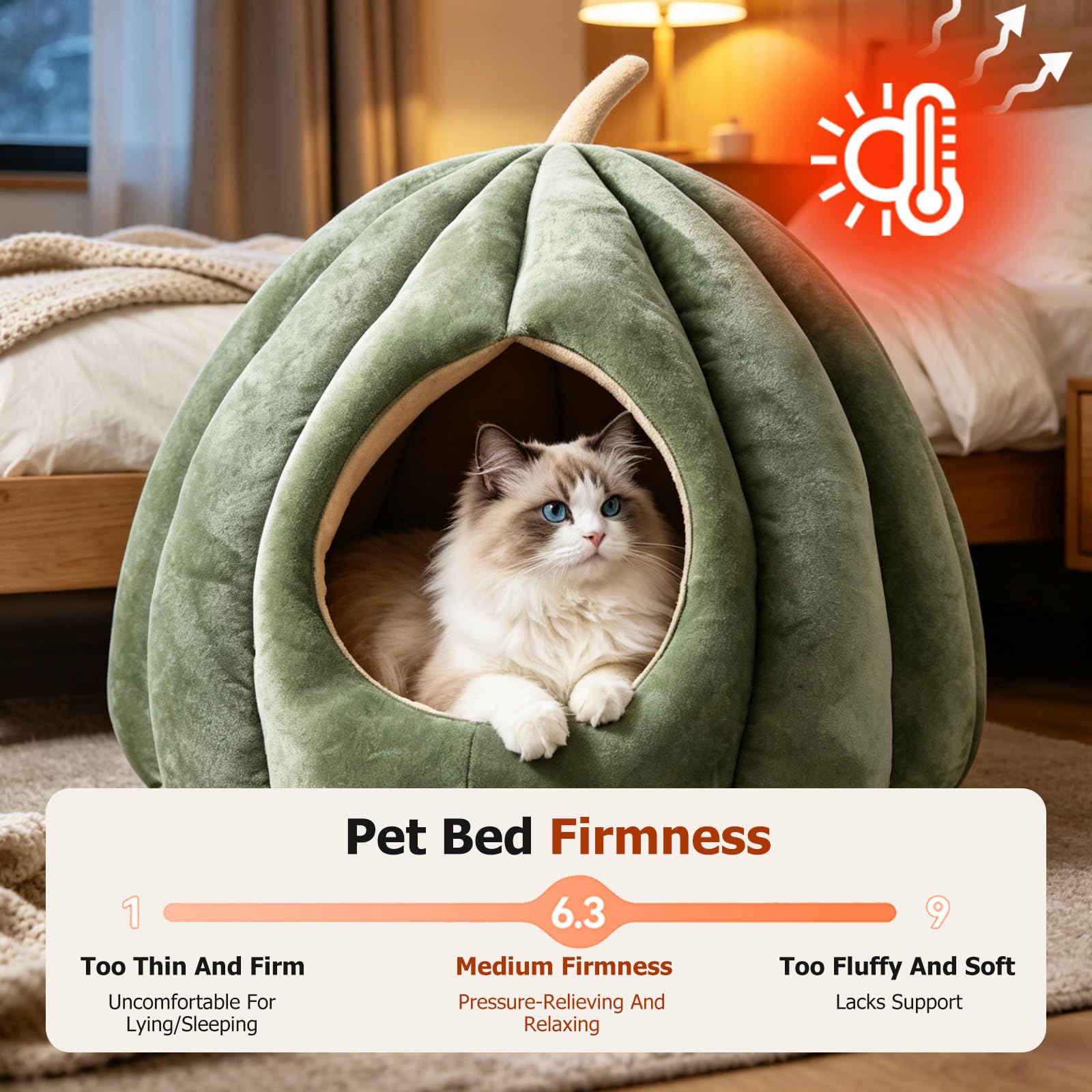 PETCUTE Katzenhöhle Katzenbett für große Katzen,Waschbar Haustierhöhle Katzenkorb für Katzen und Hunde, Hundebett mit Waschbarem Kissen,Warme Katzenhaus Haustierbett mit rutschfeste Unterseite