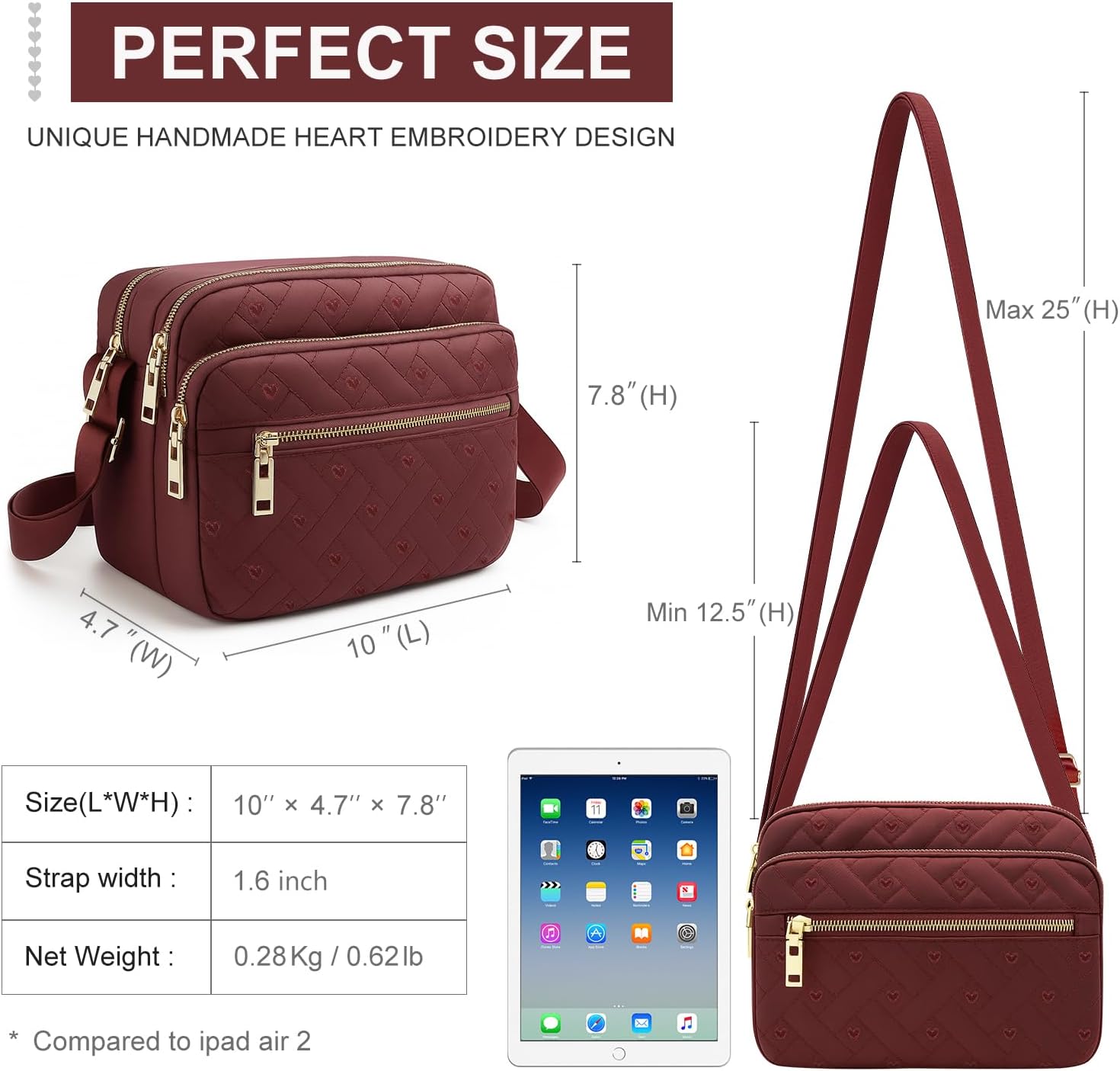 Medium Nylon Crossbody Bags for Women Trendy Crossbody Purses Travel Large Cross Body Bag Quilted Purse - Image 8