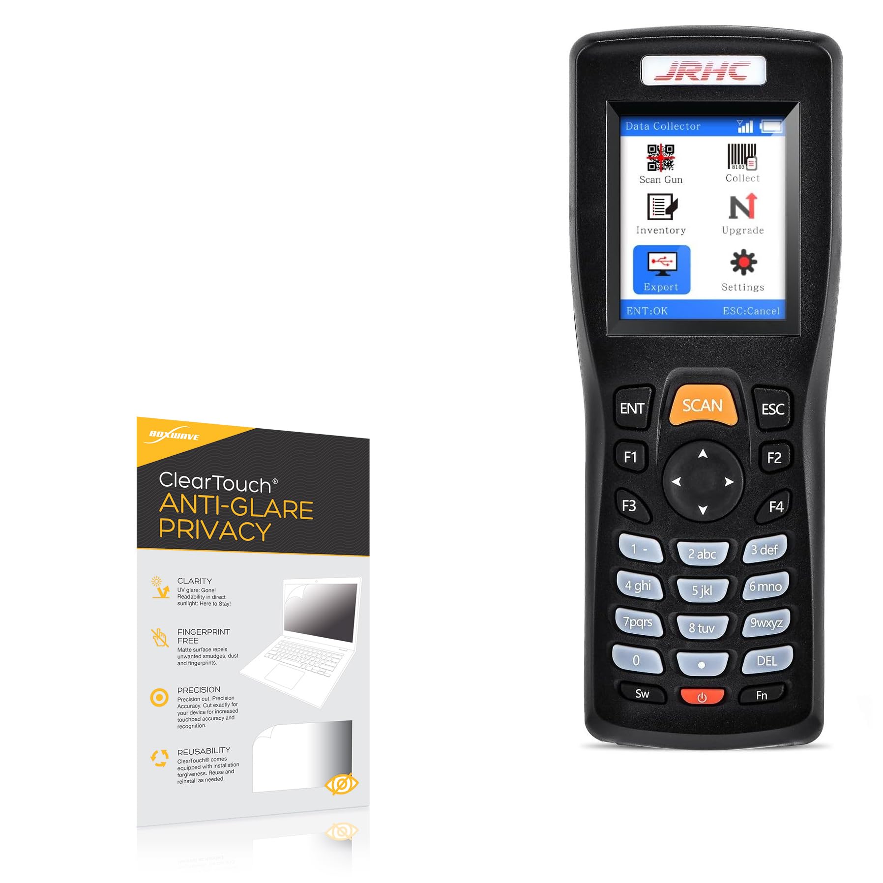 BoxWaveScreen Protector Compatible with JRHC Wireless Barcode Scanner (Inventory Scanner) - ClearTouch Anti-Glare Privacy (2-Pack), Privacy Screen Protector Flexible Film Anti-Glare