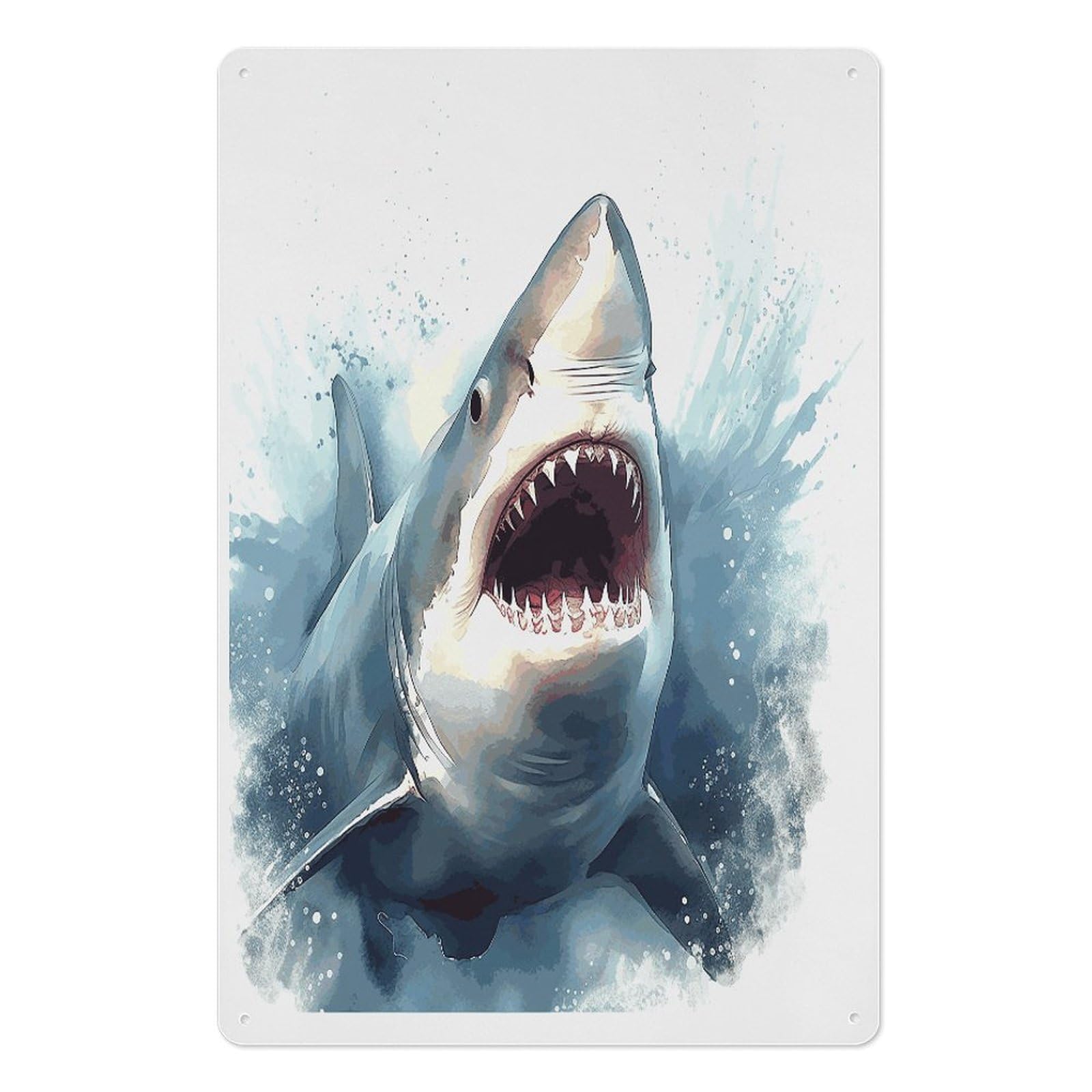 Adfgyerh Style Shark In The Sea Tin Sign Hanging Art Prints,Wall Decor For Gifting And Party Decoration 7.9X11.8 Inch,Wall Art For Home Garden Greenhouse Living Room Bedroom Yard