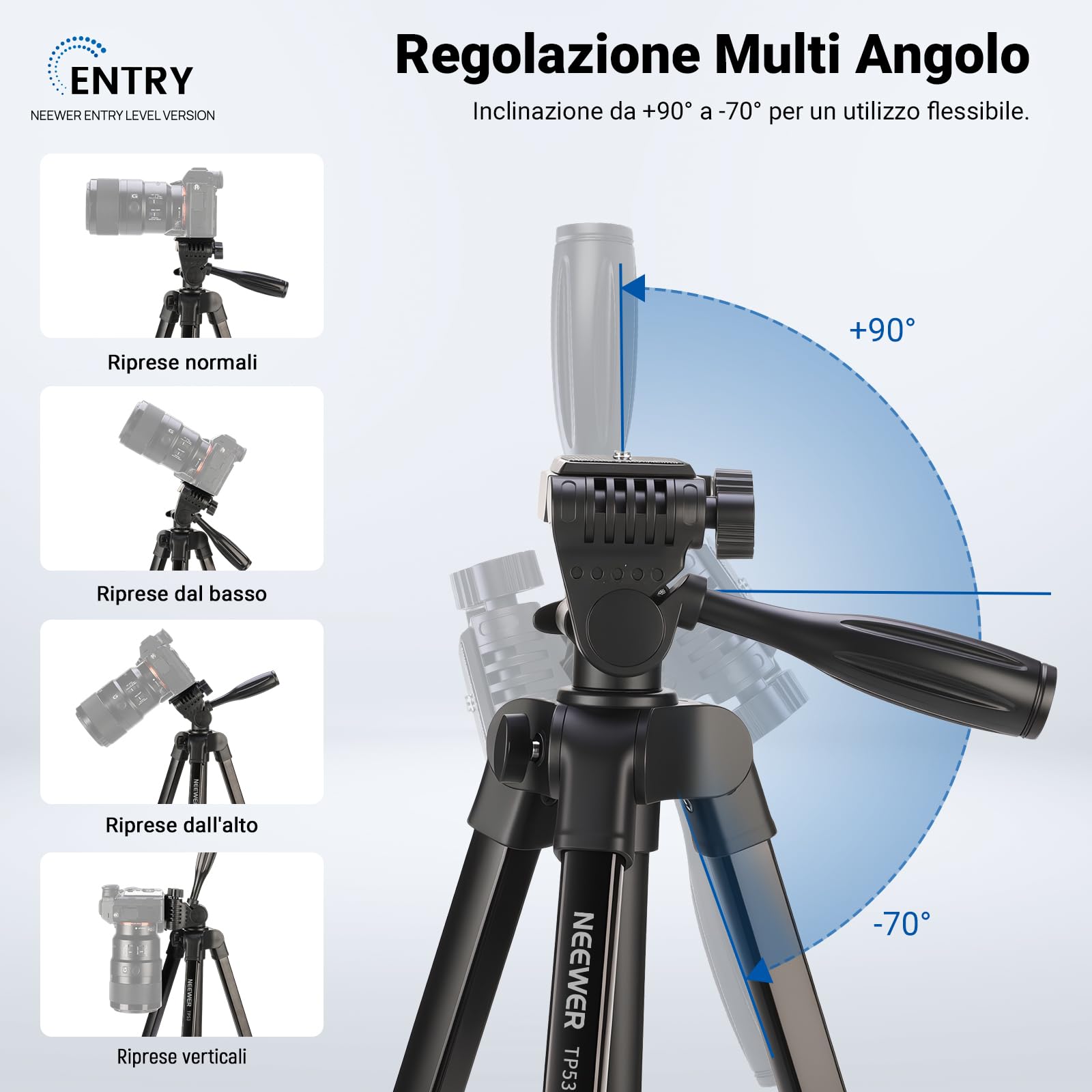 NEEWER ENTRY LEVEL VERSION Treppiede per Telefono e Fotocamera, Cavalletto da Viaggio Portatile Leggero Metallico con Supporto Cellulare a Cold Shoe Compatibile con iPhone per Riprese Video Film, TP53