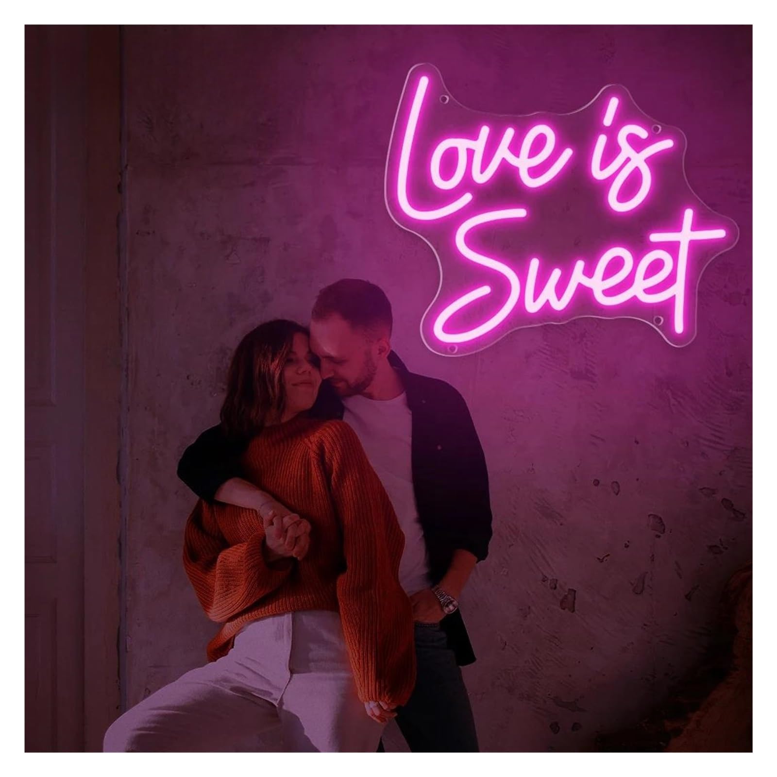 Luz de Diseño de Digital Letrero Con Letras De Luces De Neón Love Is Sweet, Decoración De Pared De Tienda De Postres Regulable Alimentada Por USB, Neón De 24,8cmx30cm