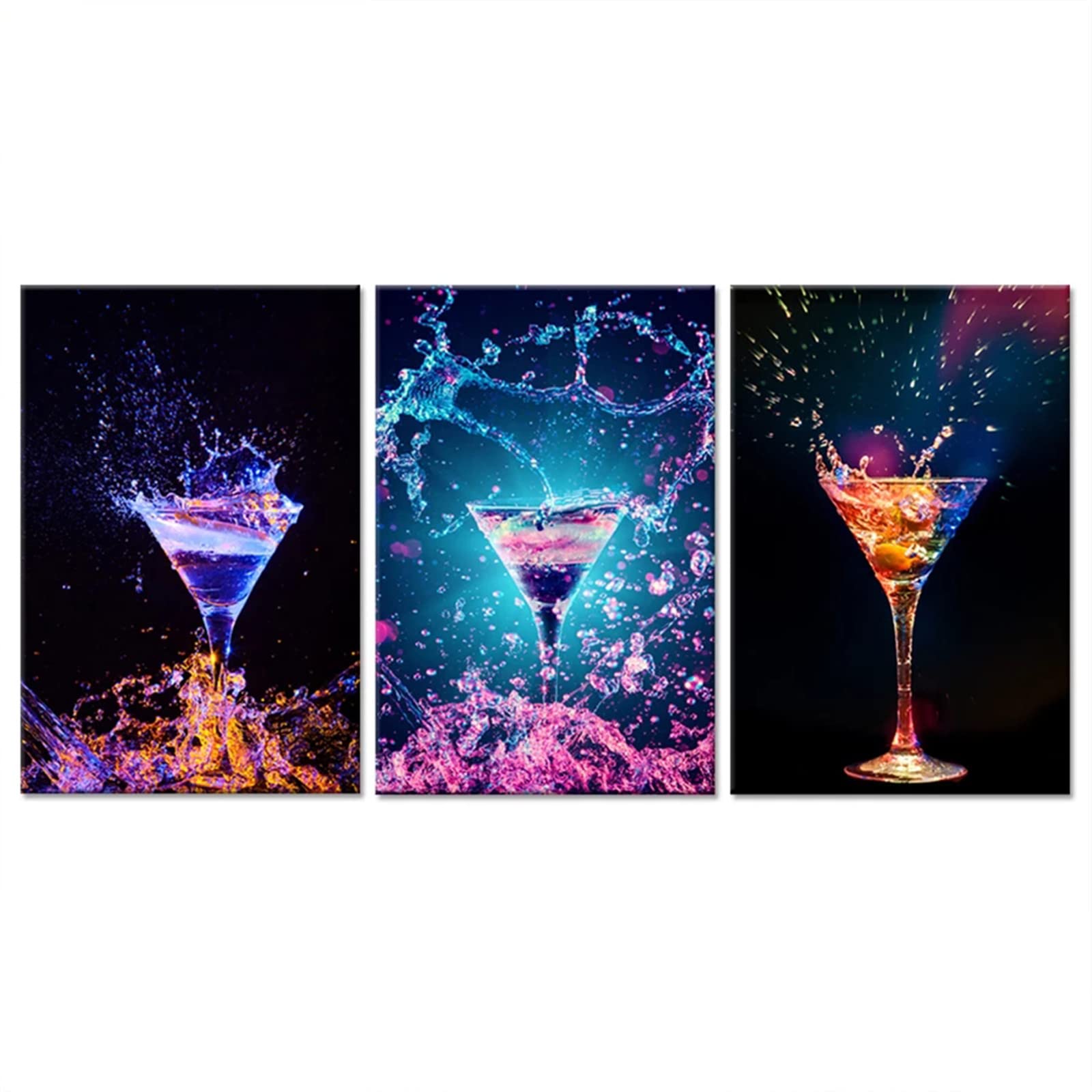 3-pack 5D Diamond Painting Kits voor volwassenen, kleurrijke cocktail volledige boor diamant kunst kruissteek steentjes borduurwerk diamant schilderij op nummer kits voor thuis muur decor 24x32 inch