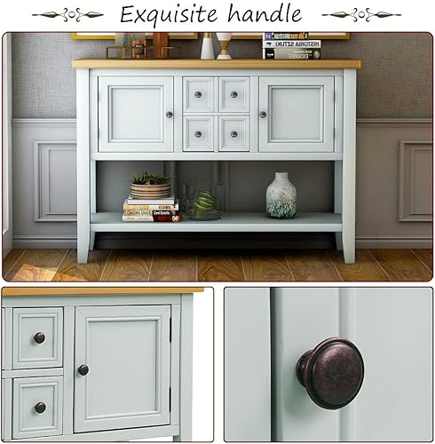 Miniatura 6 de Mesa de consola para sofá con 2 armarios y 4 cajones, 46 aparadores de buffet con 46 pulgadas de largo x 15 pulgadas de ancho x 34 pulgadas de alto