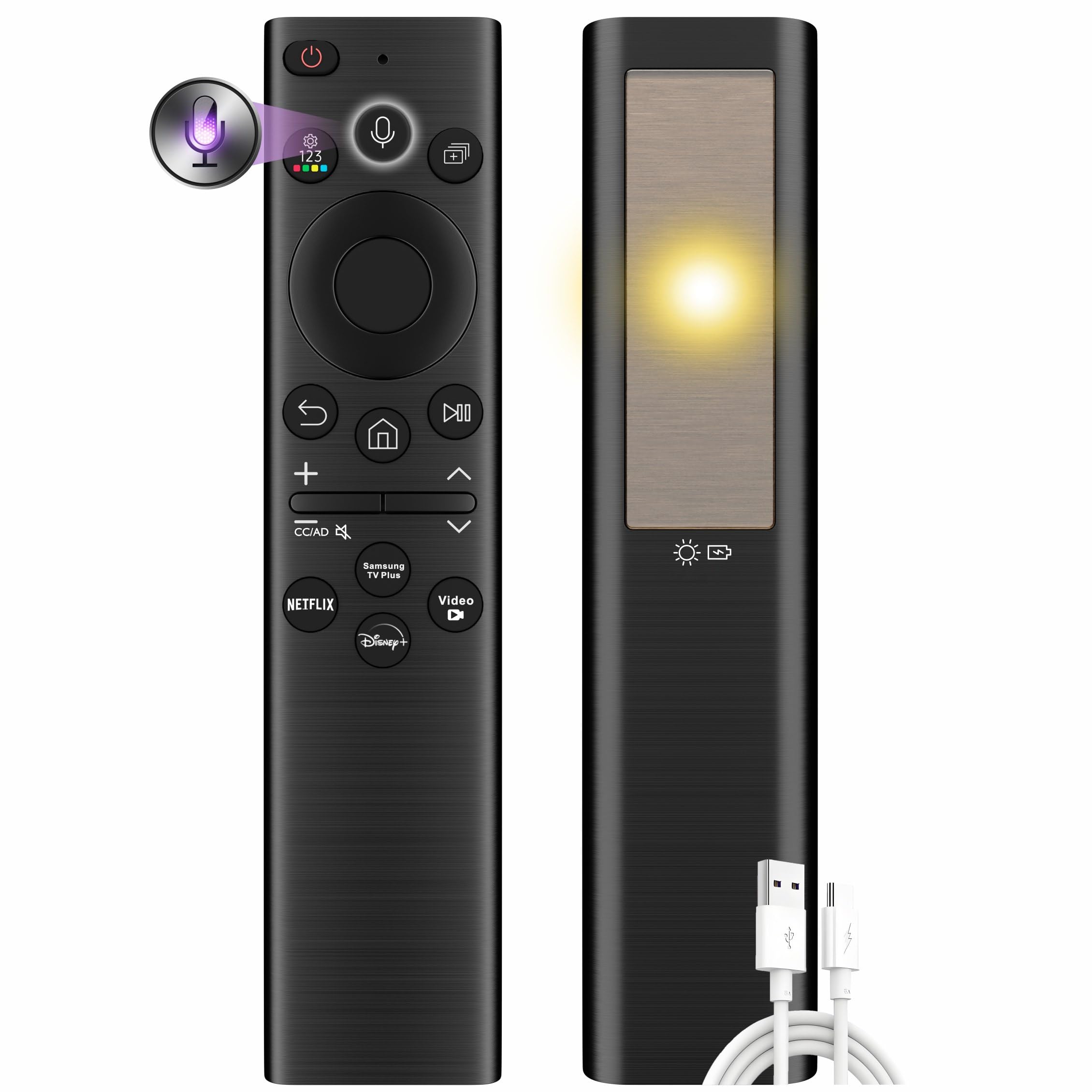 Photo 1 of Replacement for Samsung Remote Control for Smart TV, Rechargeable Samsung Solar TV Remote 2025-2018, Universal, Fast Charging, Solarcell, Free USB C Cable, Voice, Bluetooth. 2-Year Warranty