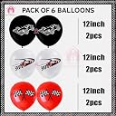 Party Warehouse Racing Car Balloon Set for Birthday - 5Pcs | Race Theme Foil Balloons for Race Lovers | Tyre & Checkered Flag Balloons for Kids/Adults Party Decorations | Red, Black & White gallery image