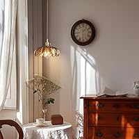 Vista 6 de Lámparas colgantes Isla de cocina: Lámpara colgante de vidrio ámbar con interruptor giratorio, base E26 - Iluminación moderna para comedor