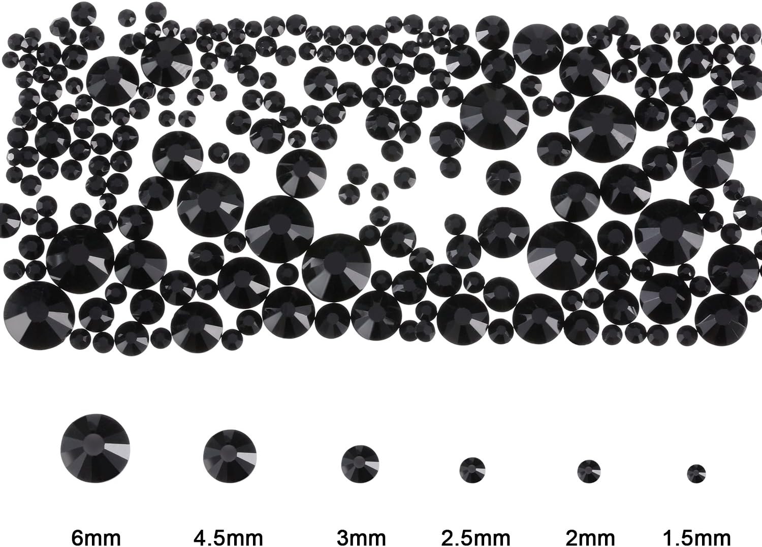 TecUnite 4000 Pieces Glass Flatback Gemstones Round Flat Back Rhinestones 6 Sizes 1.5 mm-6 mm in Box with Tweezer and Rhinestones Picking Pen for Nail Face Art (Black and Red)