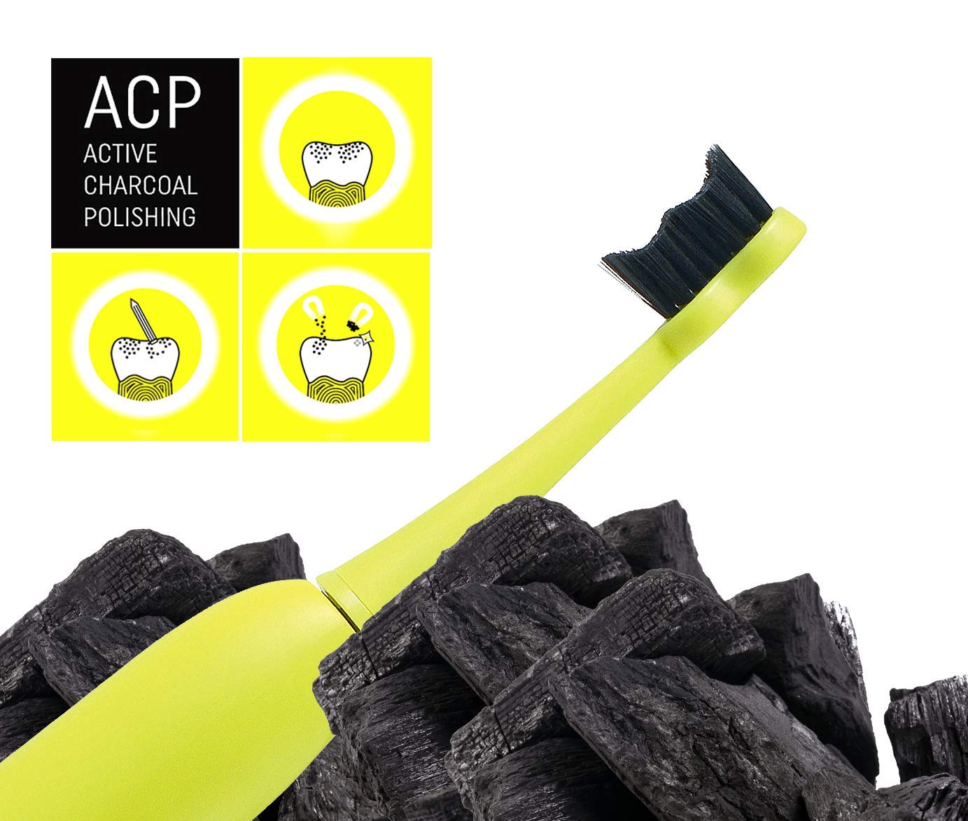 Sonic Black Whitening II Schallzahnbürste Yellow, Elektrische Zahnbürste, mit Timer, Aktivkohle ACP Whitening Wirkung