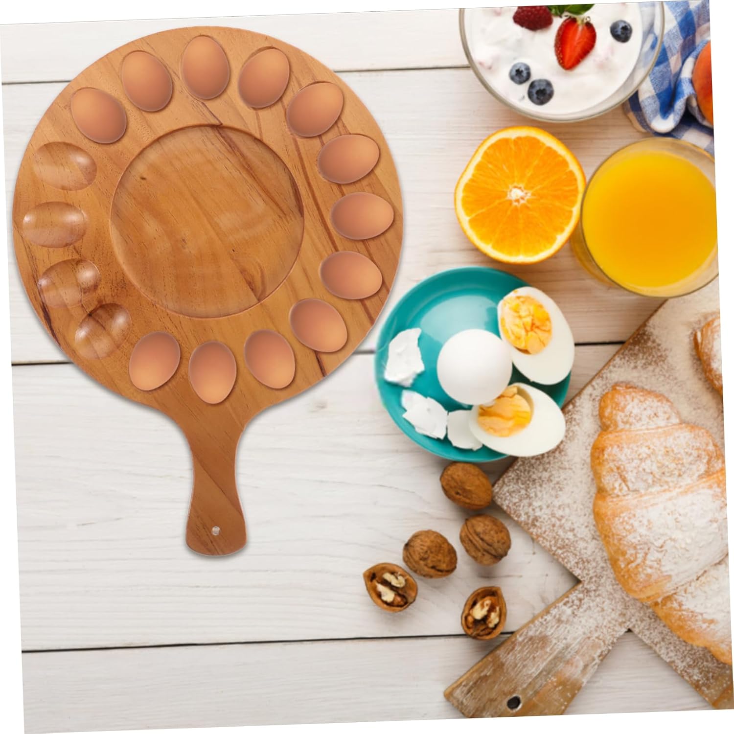 Deviled Tray Wooden Holder for Kitchen Countertops Space-saving Design and Stylish Display