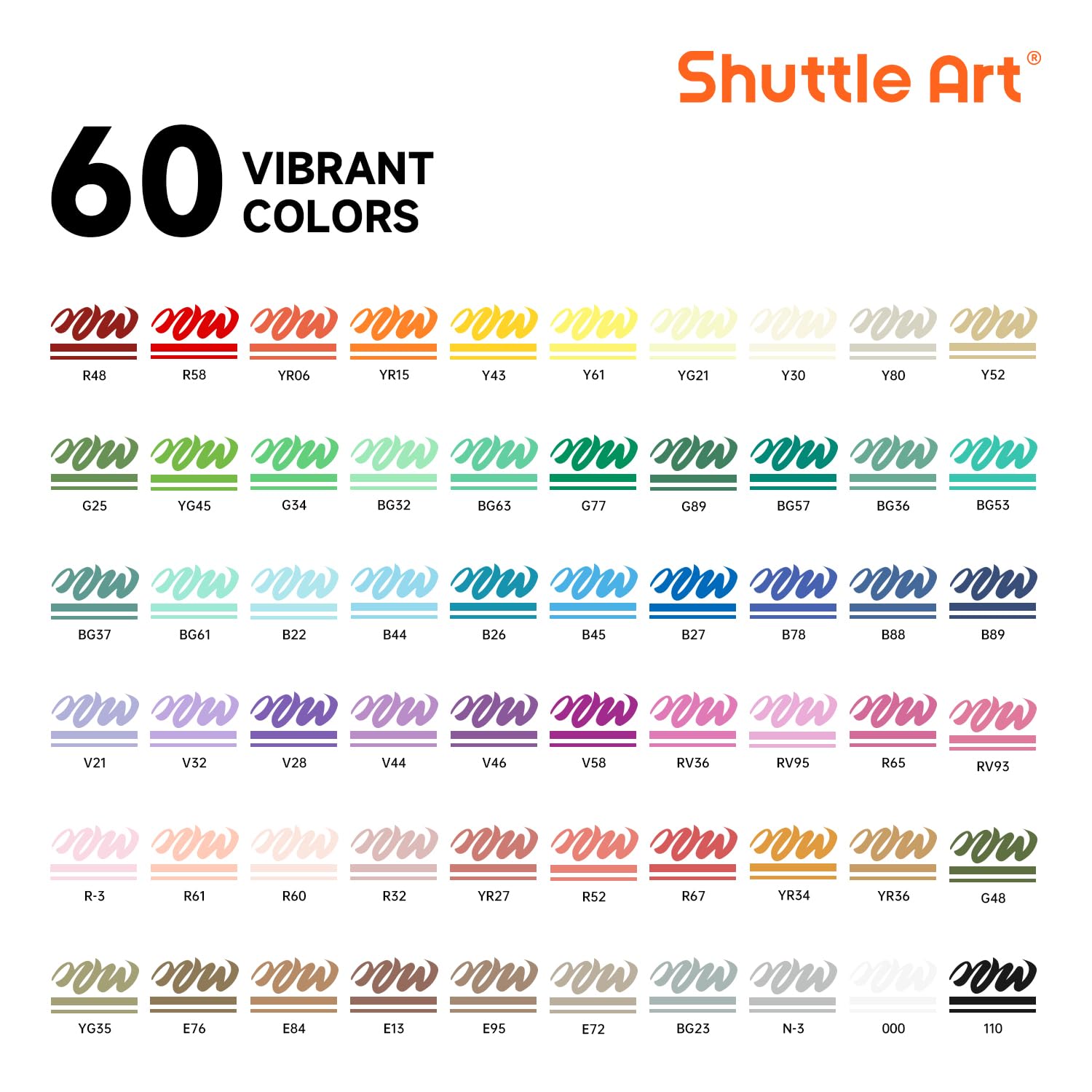 Shuttle Art Pennarelli per Pittura Acrilica con Controllo Automatico dell'Inchiostro, 60 Colori Pennarelli con Punta a Pennello, Pennarelli per Pittura su Roccia, Ceramica, Legno, Tessuto, Vetro