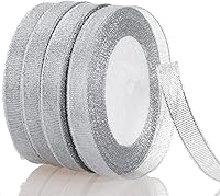 Vista 12 de Cinta de Purpurina Dorada de 2 Pulgadas, 25 Yardas de Cintas de Tela Metálica Brillante para Envolver Regalos, Decoración de Bodas y Fiestas