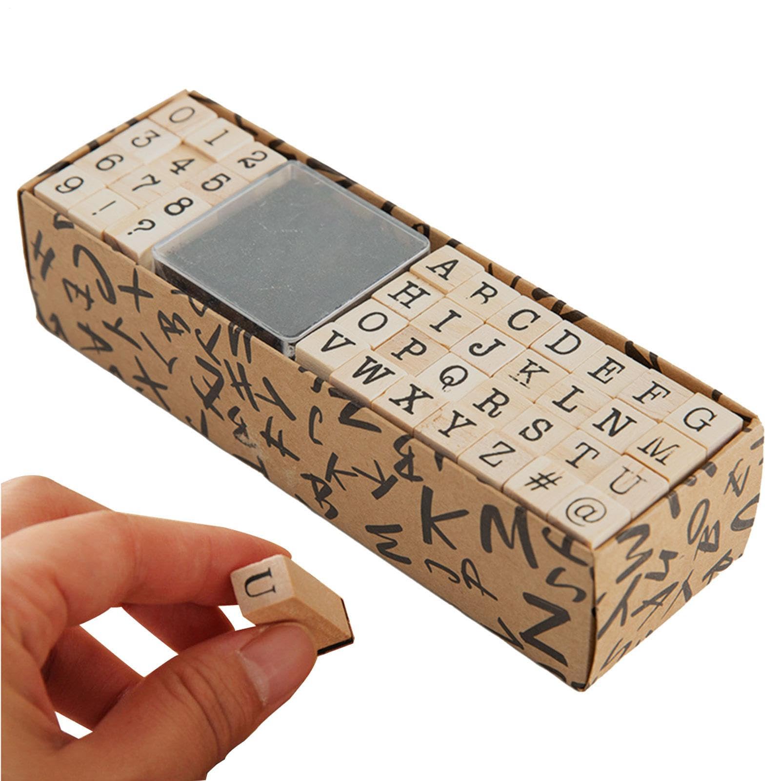 Wooden Alphabet Stamps – 40pcs A Z Number Kit, Rubber Letter Diary Stamps, Educational Craft Tool | Kids Stamp Set for Scrapbook, Planner, Journal, Card Making, DIY Projects Lightweight