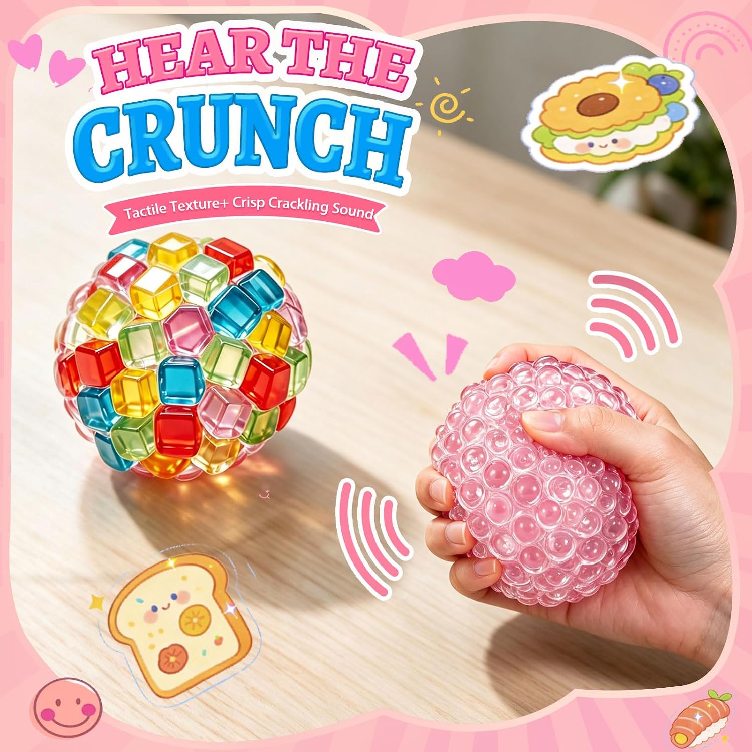 Crunchy Stress Balls Squishy Fidget Toys 6 Pack image 4