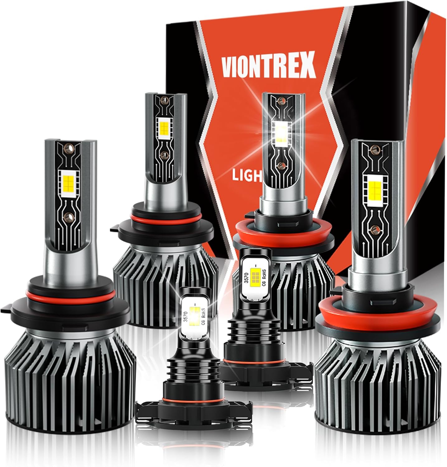 Driving Light Bulb Fit for Chevy Silverado 1500 2007-2015 / Silverado 2500HD 3500HD 2007-2021 High Low Beam Fog Light Bulbs Combo Pack Plug and Play,6500K White Car Lamp Kit,IP68 6-Pack