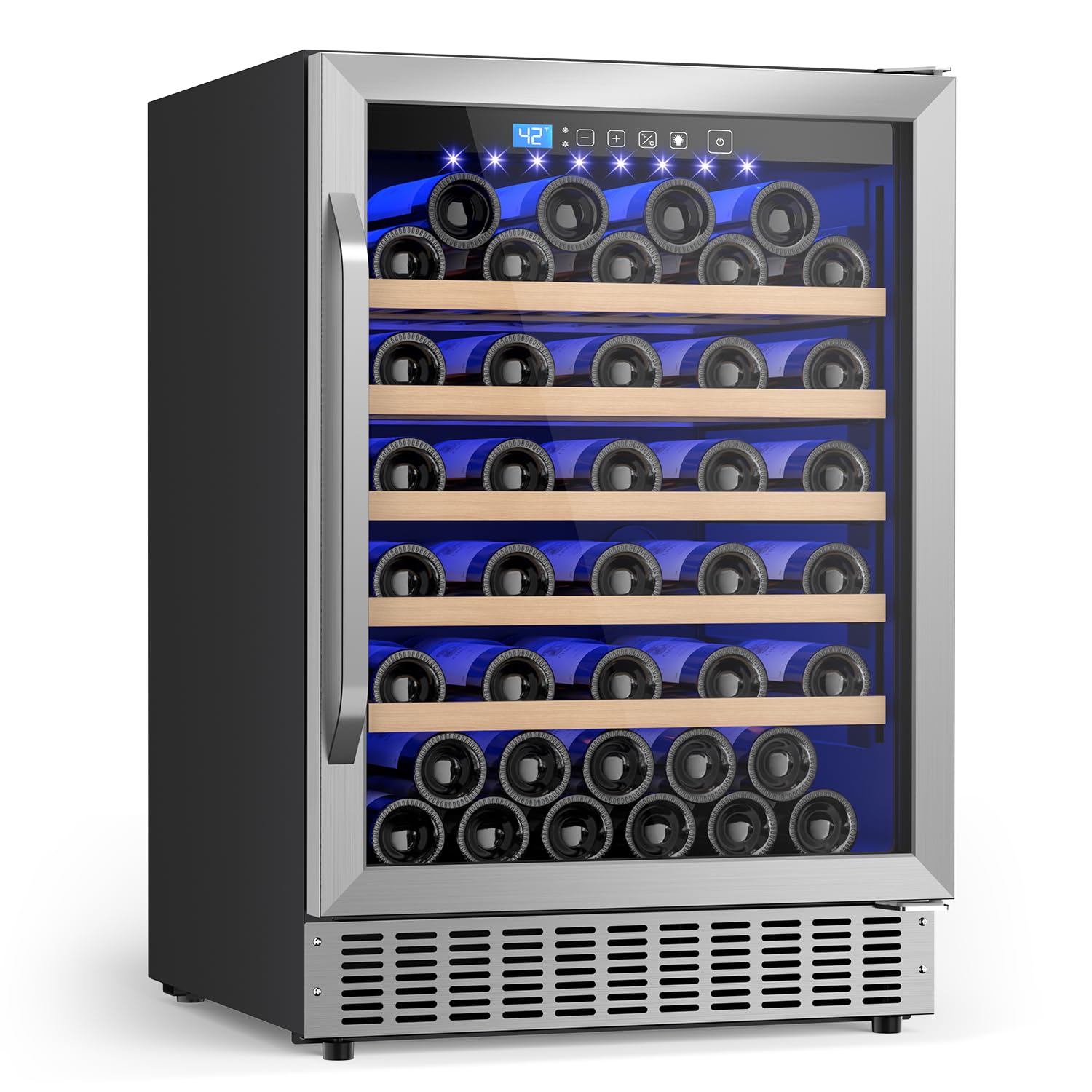 24 Inch Wine Fridge 54 Bottle Wine Cooler Refrigerator Freestanding/Built in, Compressor 4.9Cu.Ft Wine Cooler w/Lock & LED Display, 41℉-64℉ Digital Control Fridge, Housewarming Gifts for Wine Lovers on Fridge.com