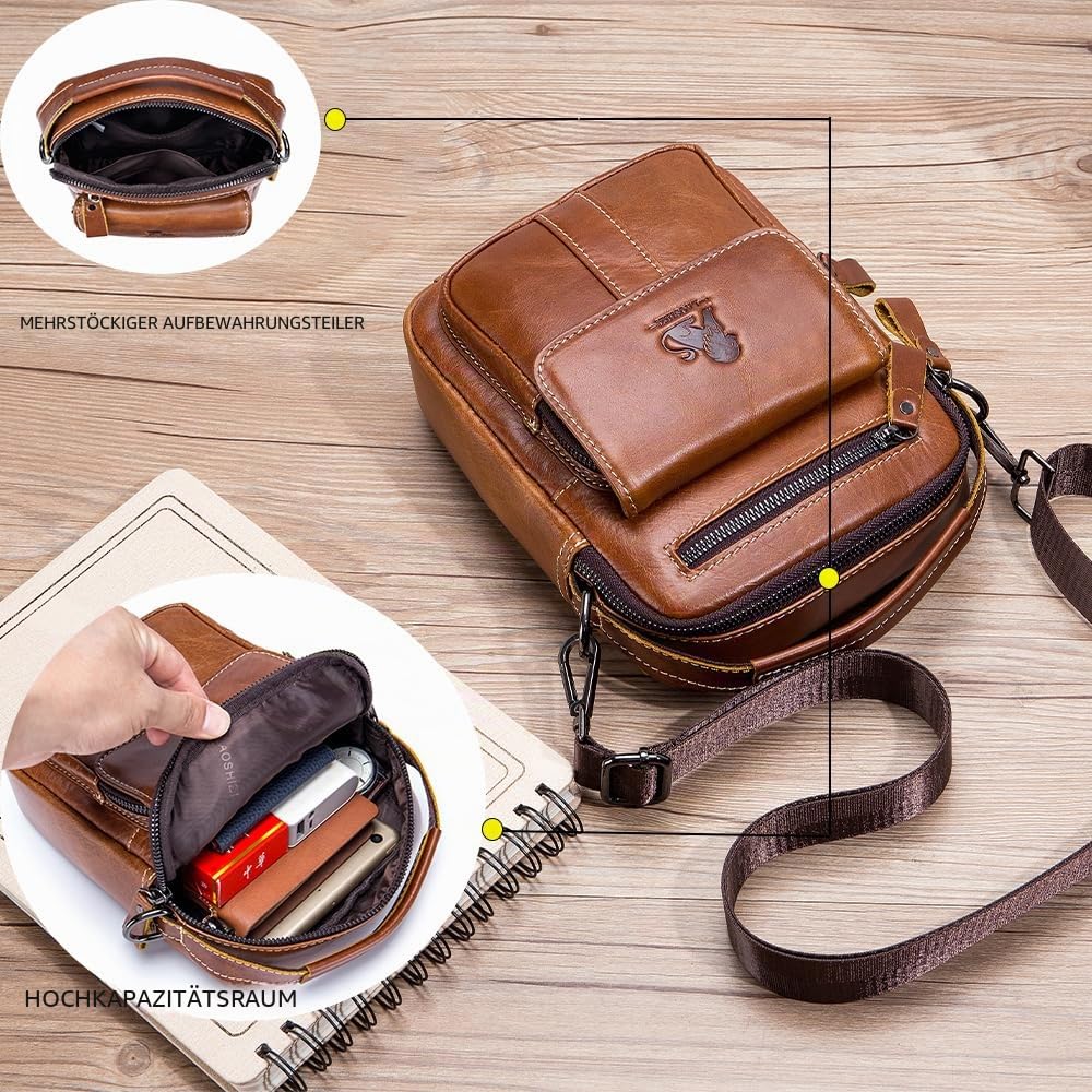 pundarika umhängetasche herren leder kleine Schultertasche leder männertasche handtaschen für männer,Verstellbarer Schultergurt.